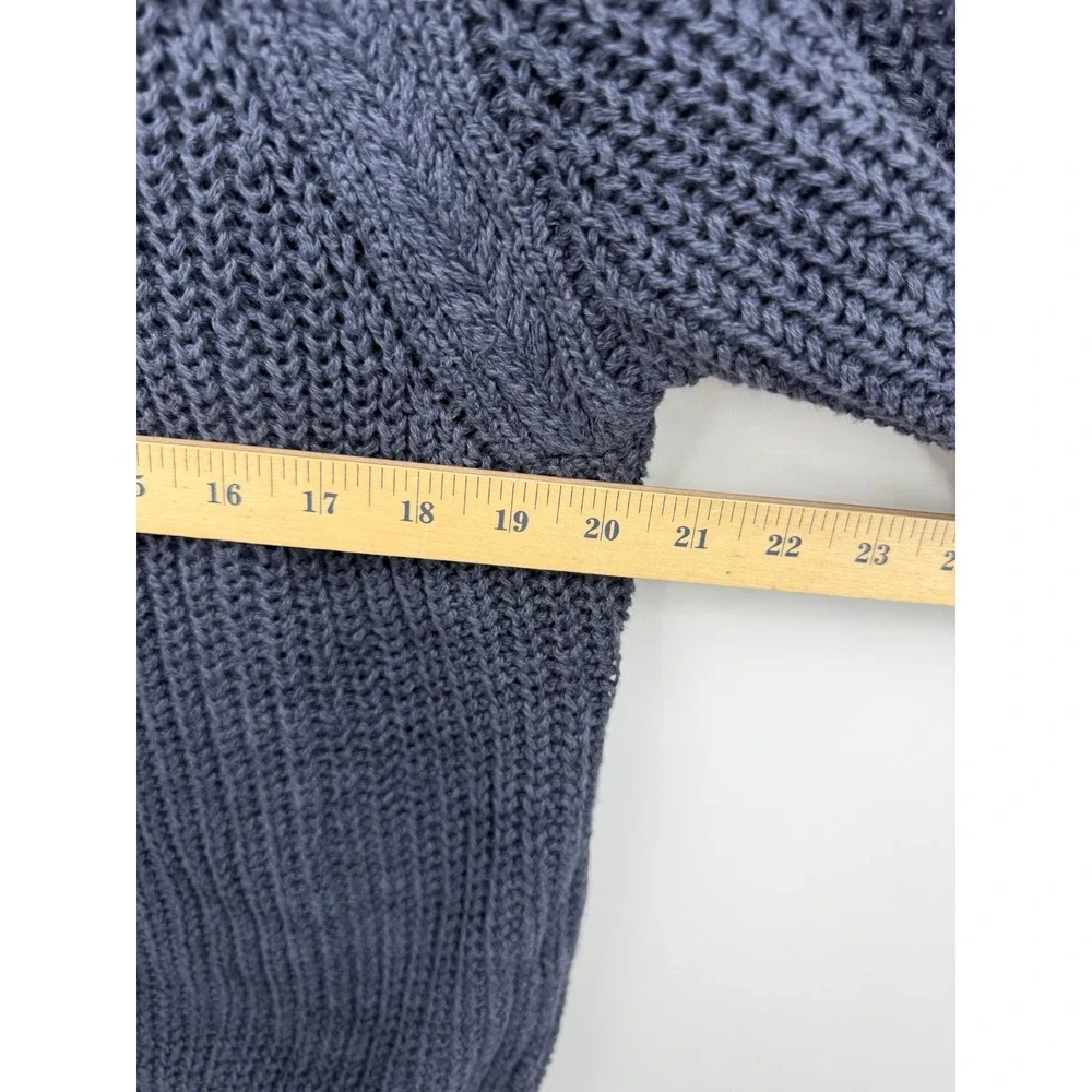 Garnet Hill isle Linen Cotton Shaker Knit relaxed Cardigan Women L Blue button
